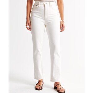 Abercrombie Curve Love Ultra High Rise Ankle Straight Jeans - Cream